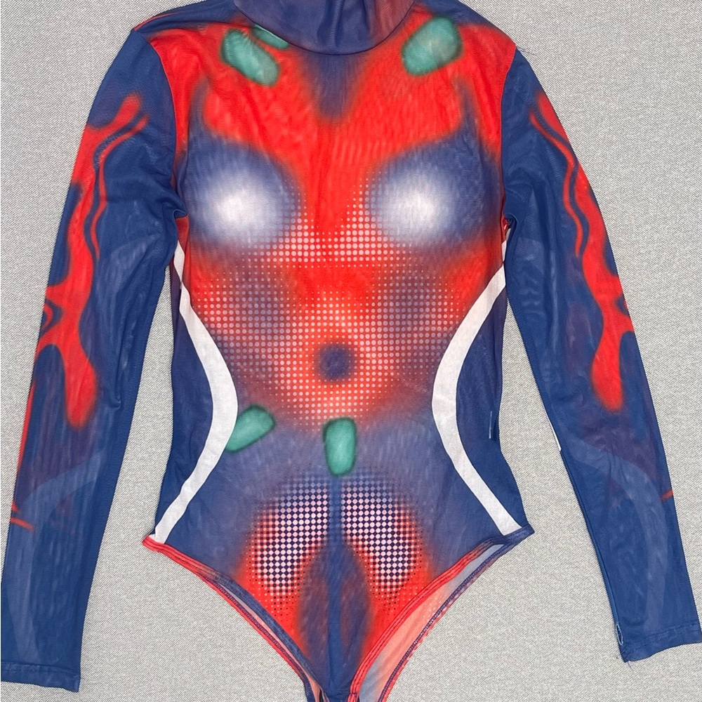 Futuristic‎ Body-Print Mesh Bodysuit